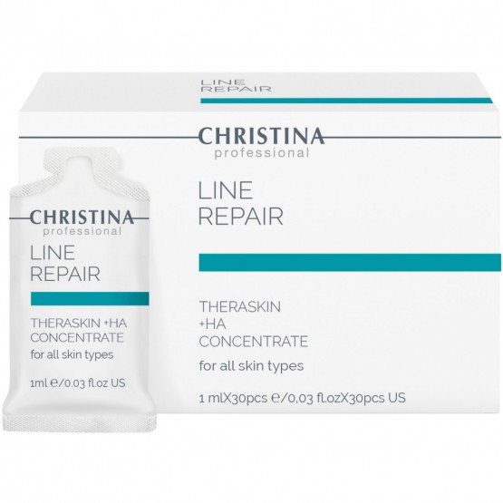 Зволожуючі краплі з гіалуроновою кислотою Тераскін для всіх типів шкіри Christina Line Repair Theraskin + HA Concentrate sachets kit, 30 саше*1 мл 2