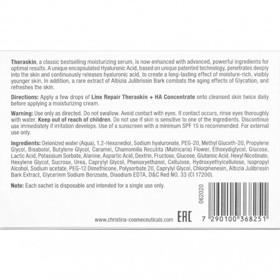 Зволожуючі краплі з гіалуроновою кислотою Тераскін для всіх типів шкіри Christina Line Repair Theraskin + HA Concentrate sachets kit, 30 саше*1 мл 3