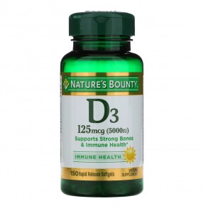 Вітамін D3 Nature's Bounty (Vitamin D3 Immune Health) 125 мкг 5000 МО 150 капсул