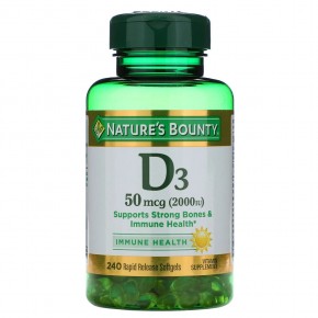Вітамін D3 Nature's Bounty (Vitamin D3 Immune Health) 50 мкг 2000 МО 240 капсул